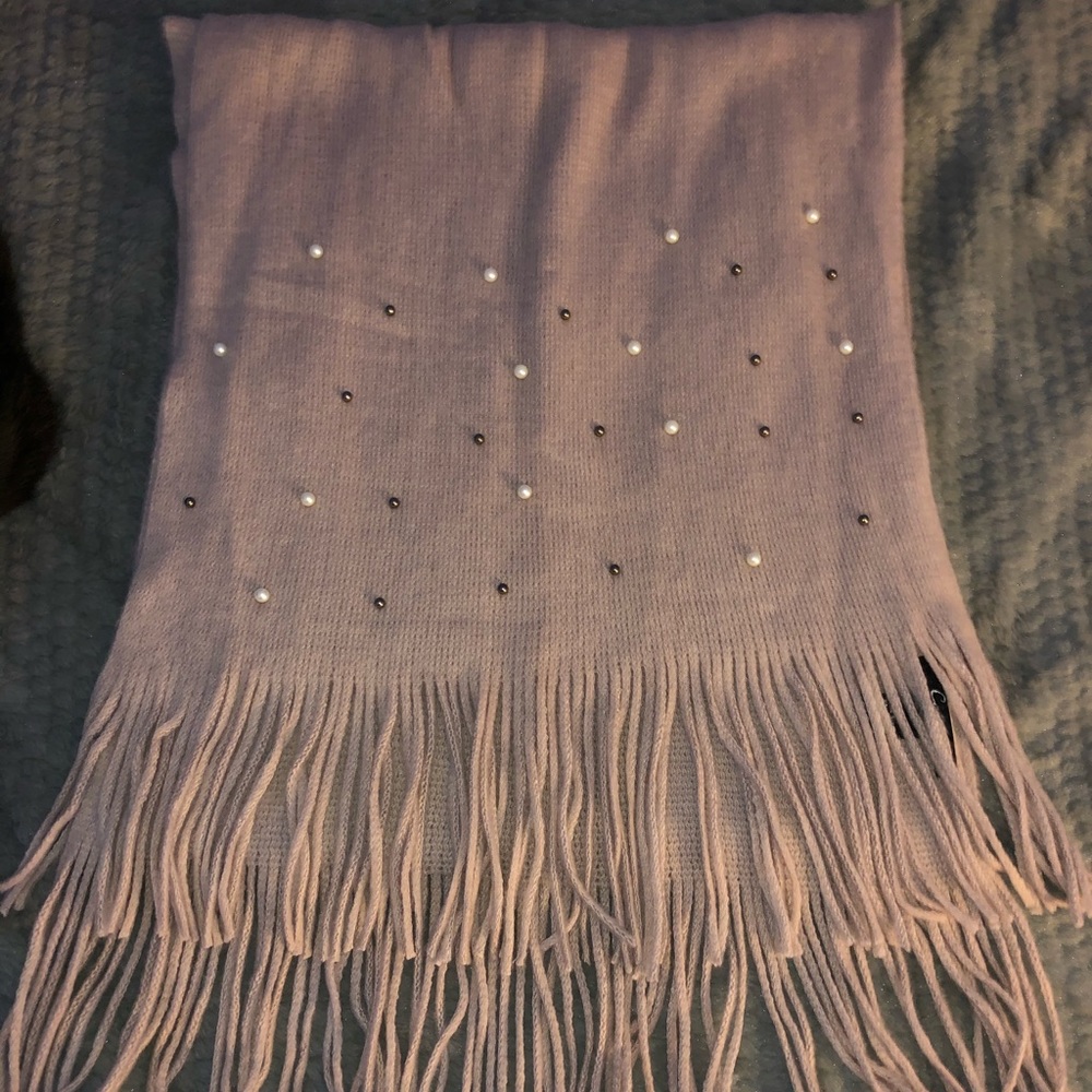 Large Light Pink Scarf with Pearls